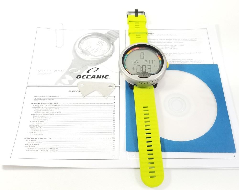Oceanic Versa Pro Air / Nitrox Scuba Dive Computer New Battery & Lime Strap