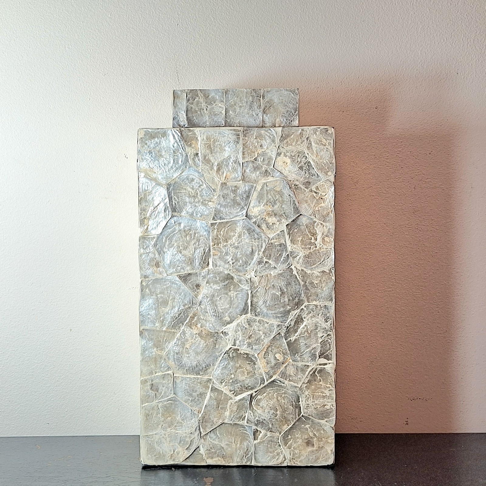 LARGE Natural Capiz Shell Asian Lidded Vase (Mother of Pearl) -20" FREE SHIPPING