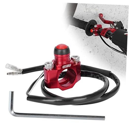 CNC Universal Motorcycle Engine Stop Start Kill with Mounting Backplate Red
