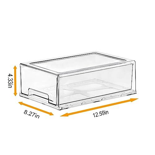 Stackable Storage Drawer, Clear Pull Out Plastic 12.6 x8.27 x 4.33, 2 Pack