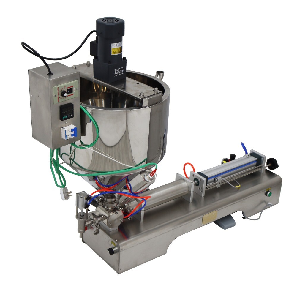 110V 100-1000ml Paste Liquid Heating Mixing Filling Machine Packer 1 Head