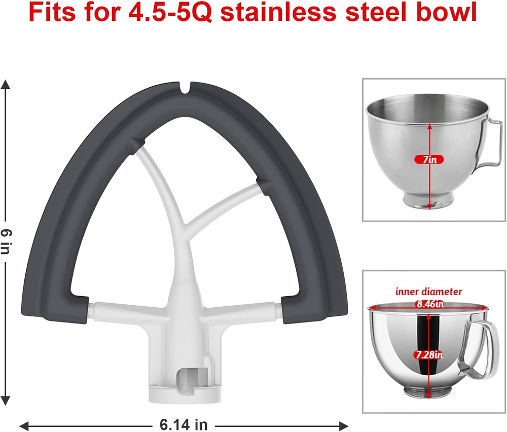 Flex Edge Beater for Kitchenaid Mixer, 4.5-5 Quart for Kitchen Aid Paddle Attach