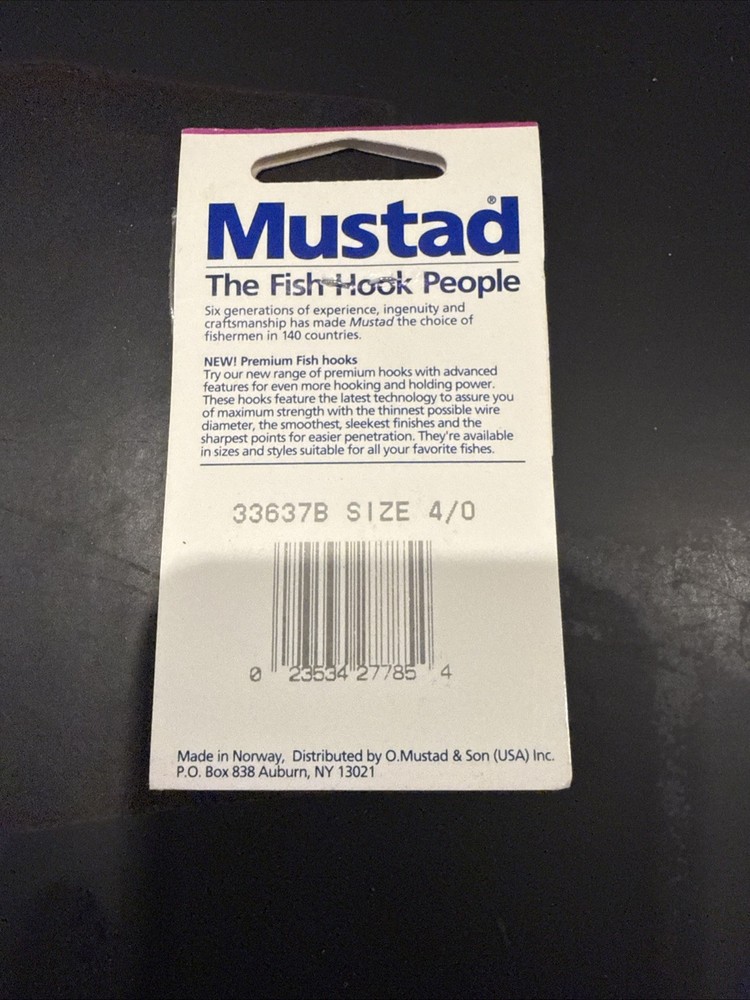 Mustad Ref AC33637BL Size 4/0 8 Per Pack