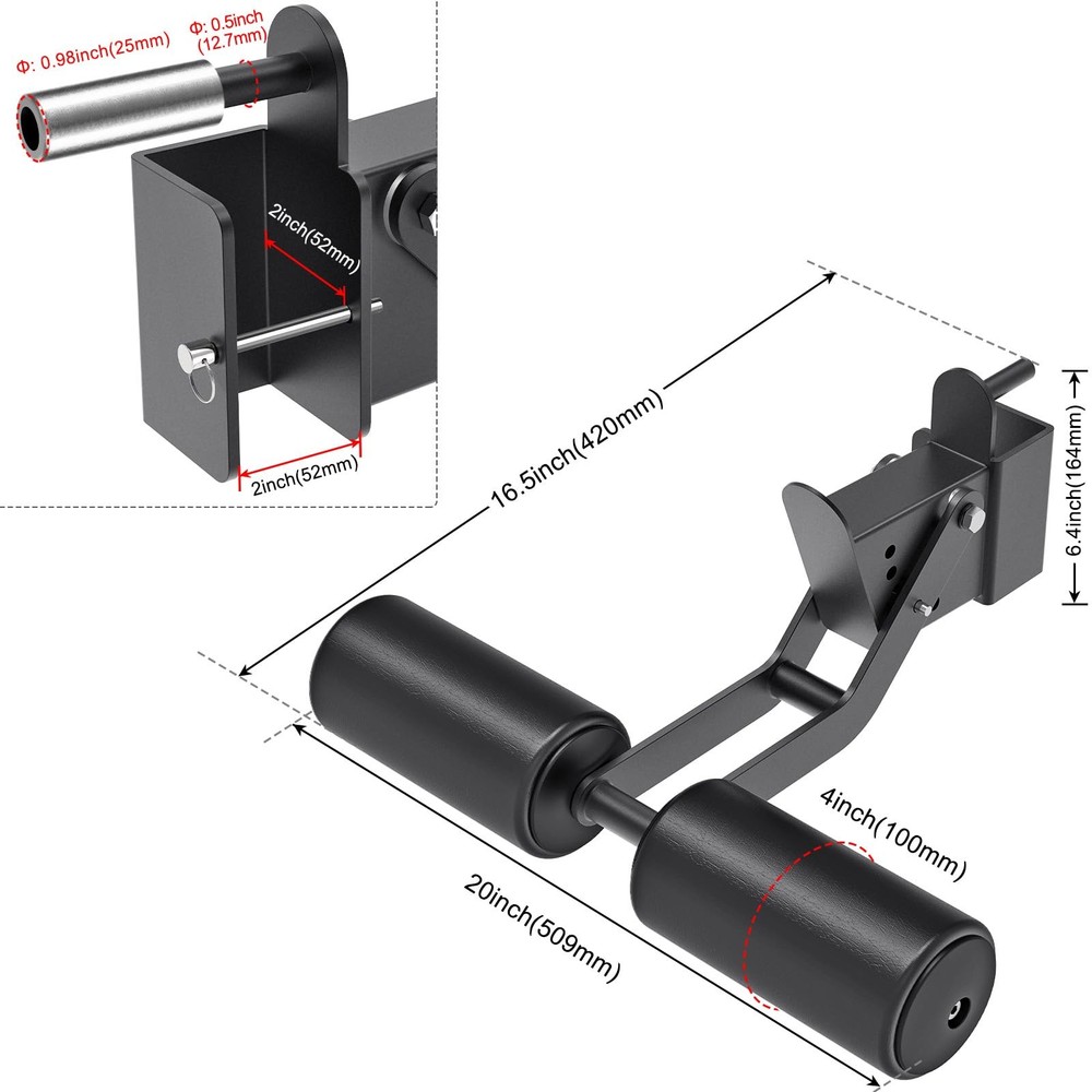 Nordic Hamstring Curl Attachment for 2"x2" Power Rack - Adjustable Leg Hold Down