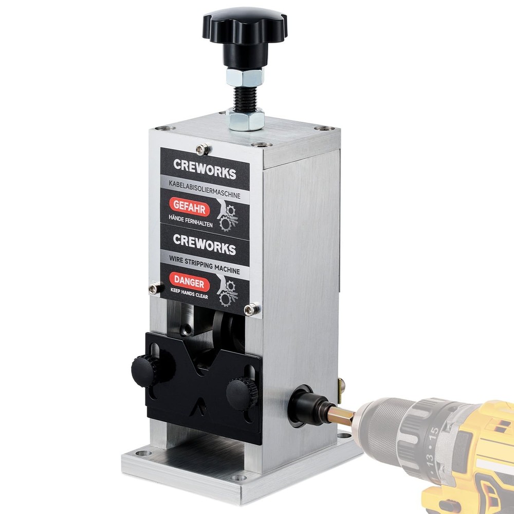 CREWORKS Manual Wire Stripper Machine, 0.06"-1" Stripping Silver, Black