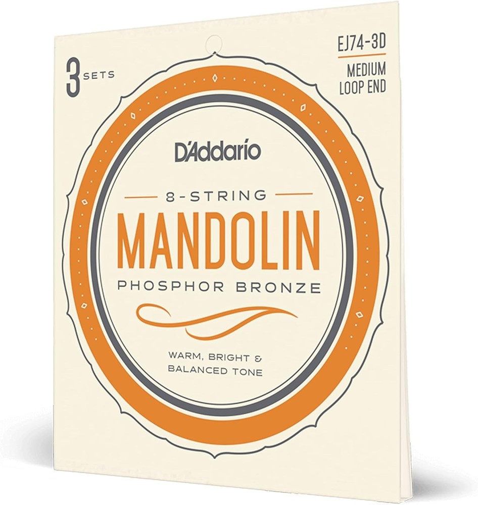 Phosphor Bronze Mandolin Strings, EJ74-3D, Medium Gauge 11-40, 3 Pack