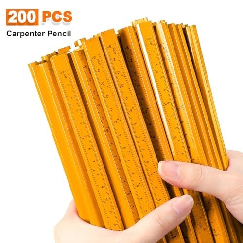 200 Pcs Flat Construction Pencils, Graphite Carpenter Pencils & Sharpener Set