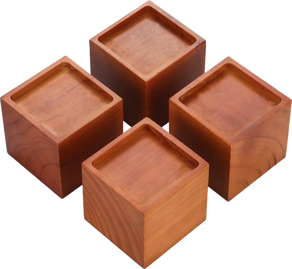 4-Inch Solid Pine Furniture Risers – 2000LBS Capacity, Tool-Free Install, Nat...