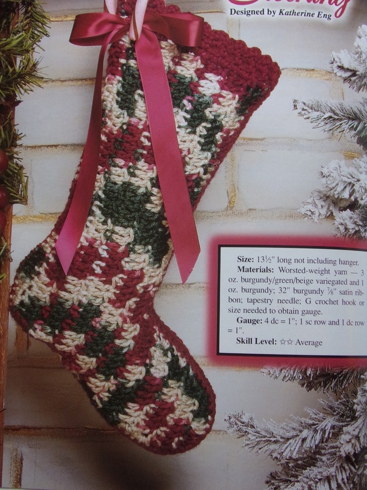 Mistletoe Stocking; Christmas (#PCC-128)  vintage  crochet  pattern