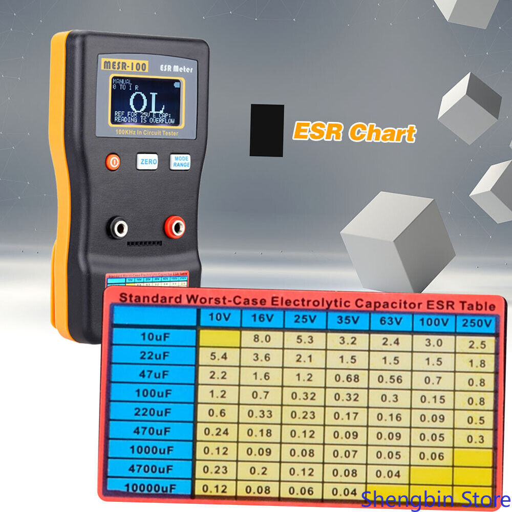 MESR-100 Digital Capacitance ESR Meter Capacitance Circuit Test + Test Clip