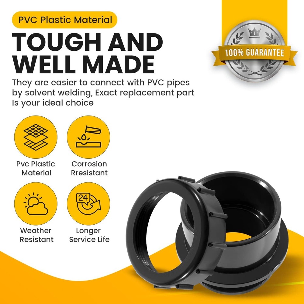 2Pack 270100 Black Pool Valve Adaptor Replacement Kit Fits Pentair D.E. Filter