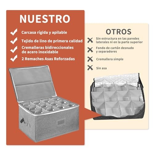 Holds 12 - Stackable Hard Shell Organizer with Wine Glass Storage Box