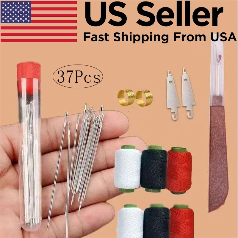 37PCS Sewing Tool Set,Needles Thread Hand Repair Tools,Portable Sewing Kit