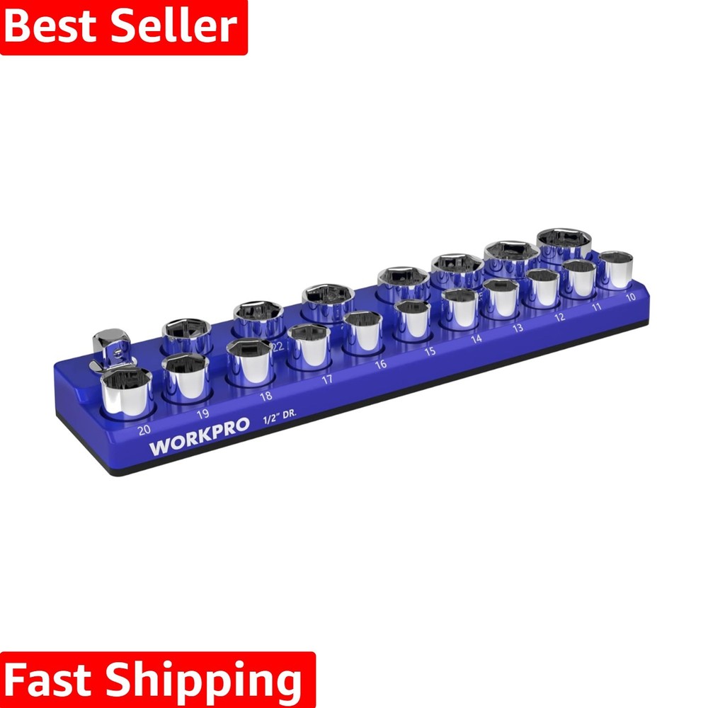Magnetic Socket Organizer, 1/2-Inch Metric Socket Holder, Socket Trays Holds ...