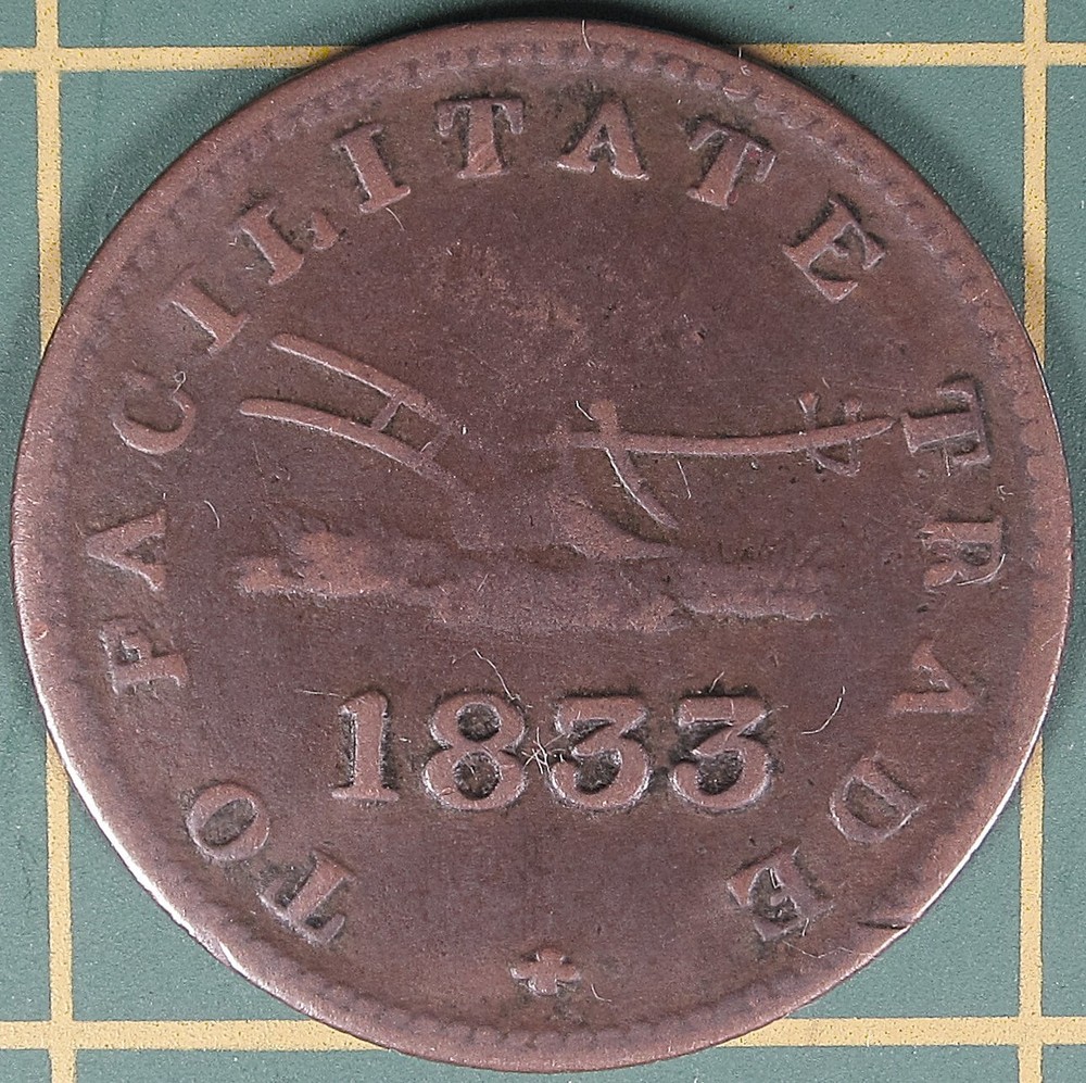 1833 Upper Canada halfpenny token UC-12B2
