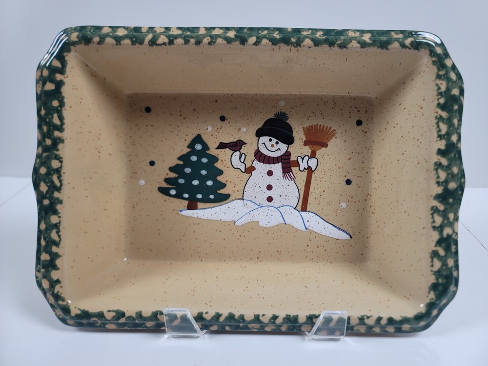ABC Distributing Large Rectangular Baker ~ Country Snowman ~ 13 3/4" Casserole