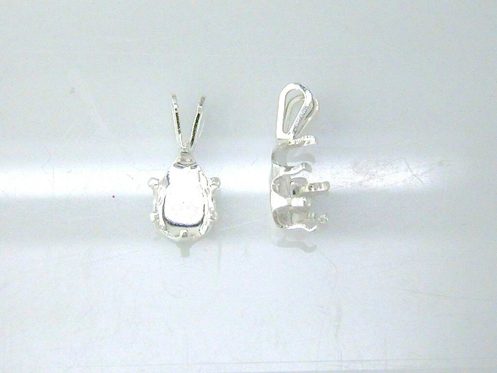 Pear Shape 6 Prong Snaptite Pendant Setting Sterling Silver