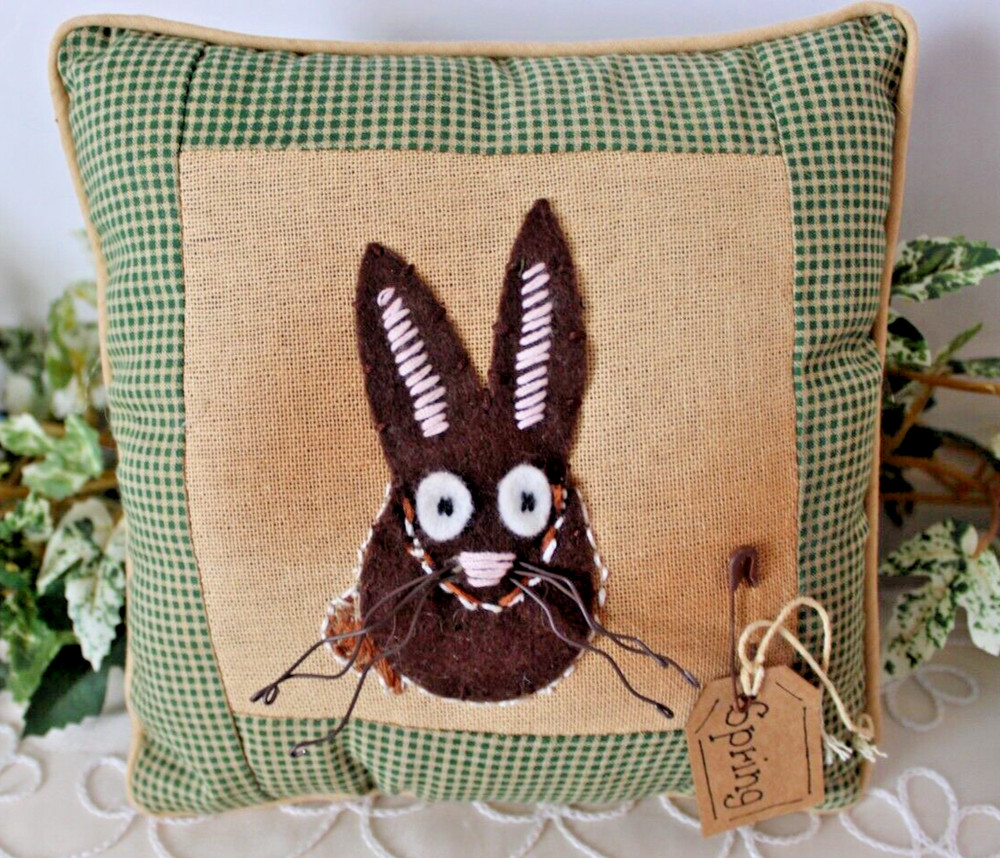 NEW Mini Spring Bunny Rabbit Rustic Cottage Decor, 7.5"square