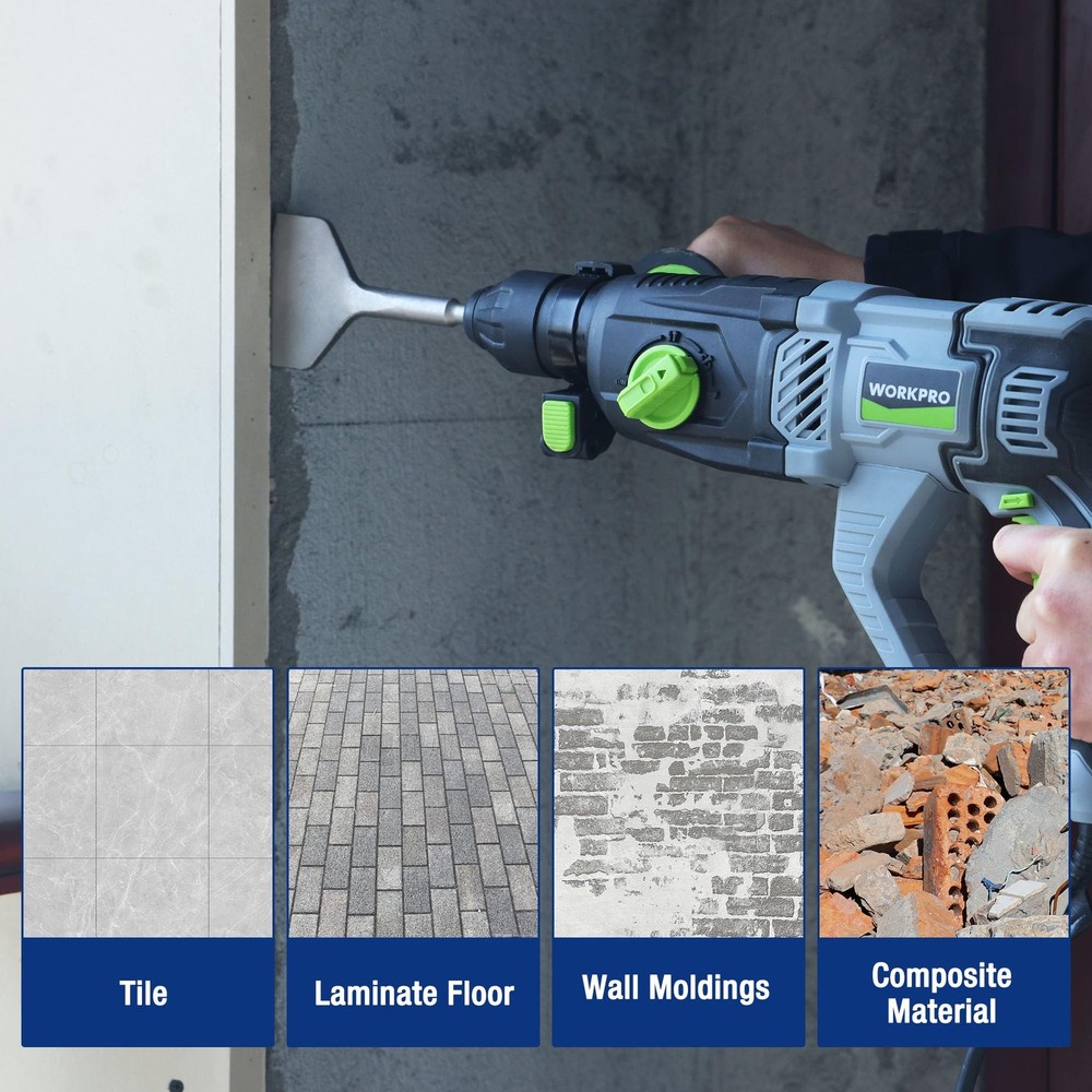 WORKPRO 3-inch SDS Plus Chisel, Cranked Angled Bent Tile Removal Chisel for...