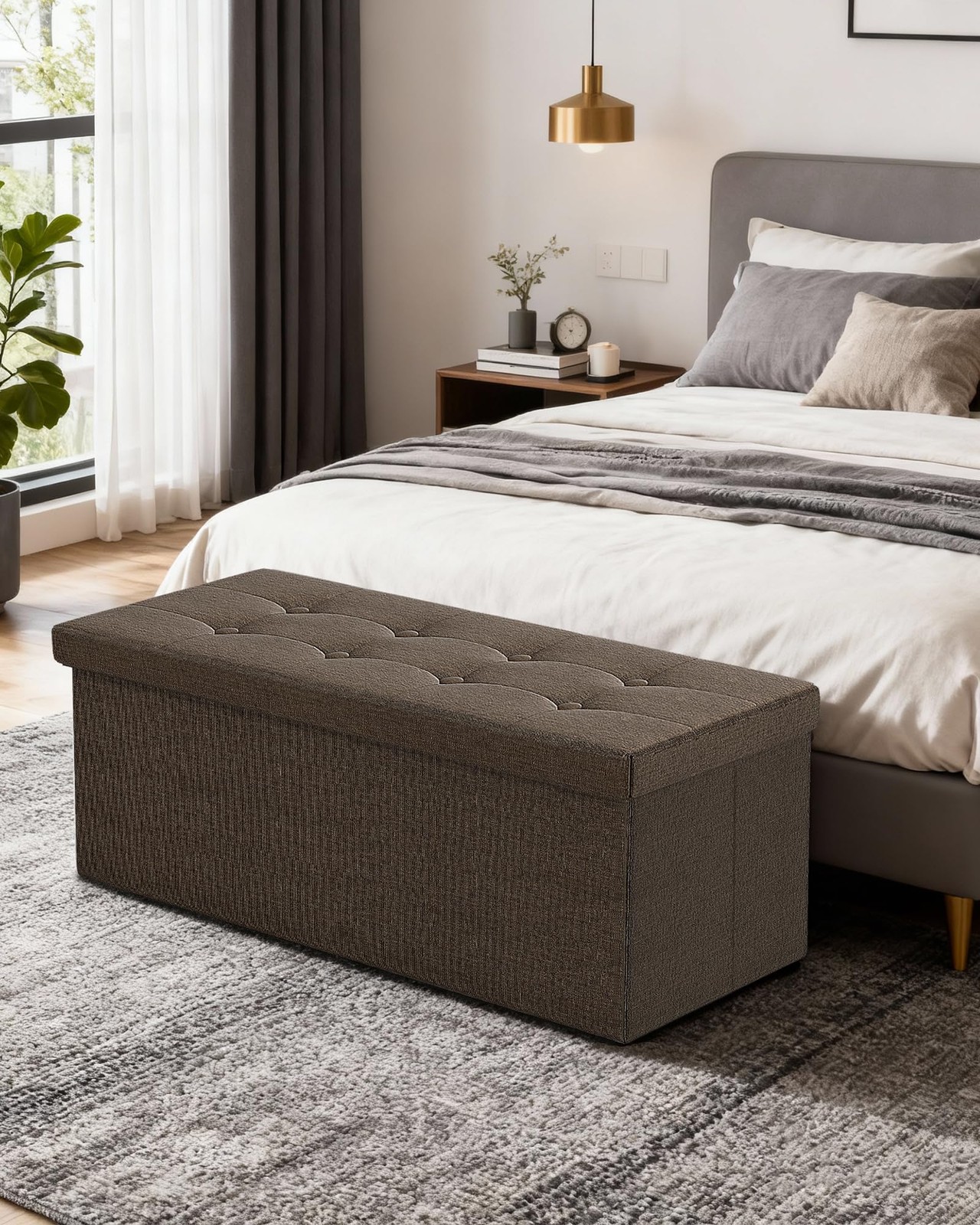 43 Inches Folding Storage Ottoman Bench, Storage Chest, Footrest for Entryway...