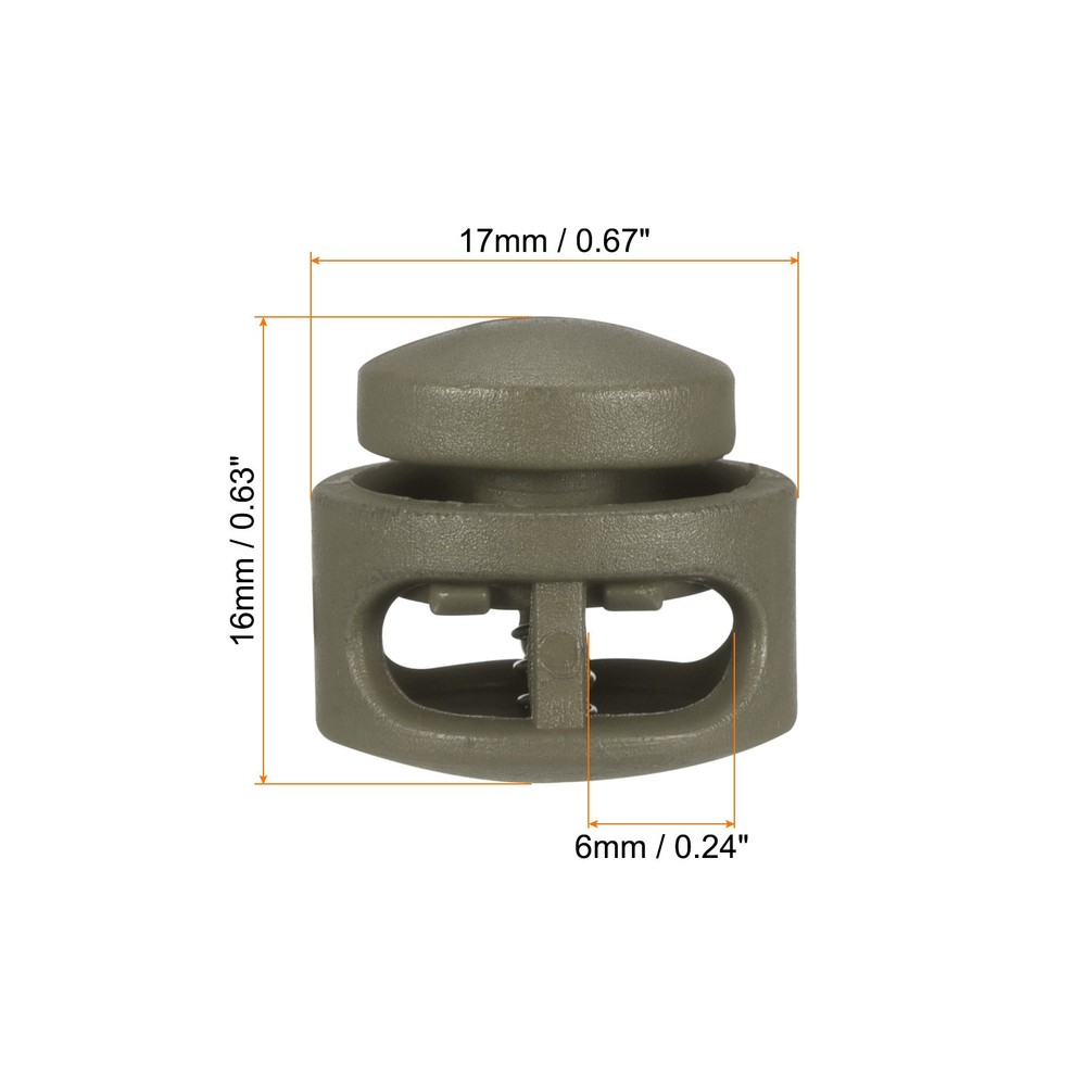 Cord Locks, 100 Pack Round Spring Toggle Stopper, Olive Drab