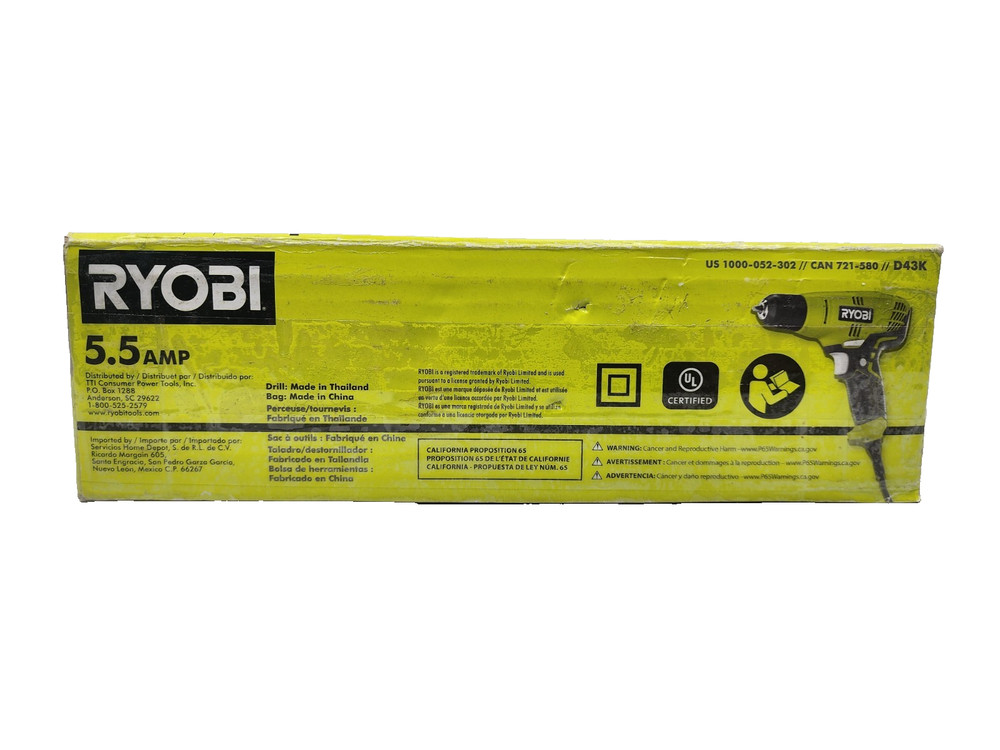 Ryobi D43K Variable Speed Drill With Keyless 3/8" Chuck & Tool Bag