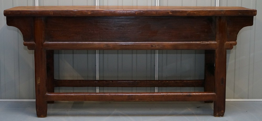 ANTIQUE CHINESE TEMPLE ALTER SIDEBOARD WITH CUPBOARDS IN SOLID TEAK REDDISH