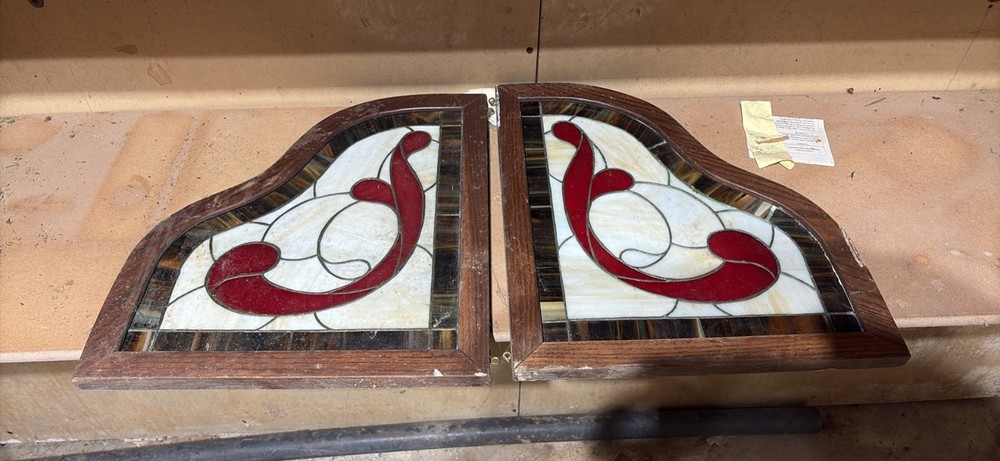 antique vintage stained glass window panel