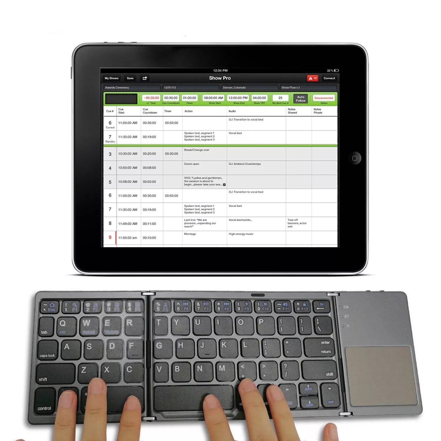 Mini Folding Wireless Bluetooth Keyboard With Touchpad for Laptop Tablet Phone