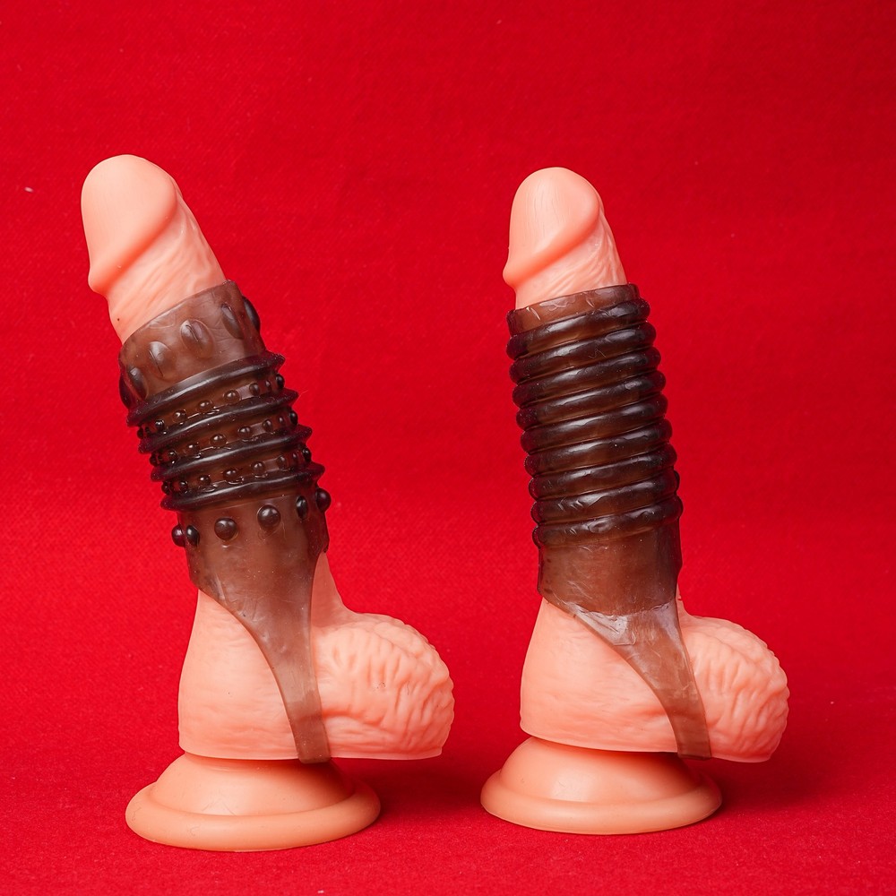 2PCS Penis Ring Sleeve Men Extender Male Stay Hard Delay Ejaculation Reusable