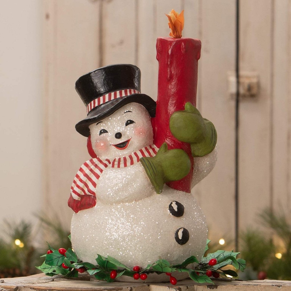 Holly Berry Snowman & Candle