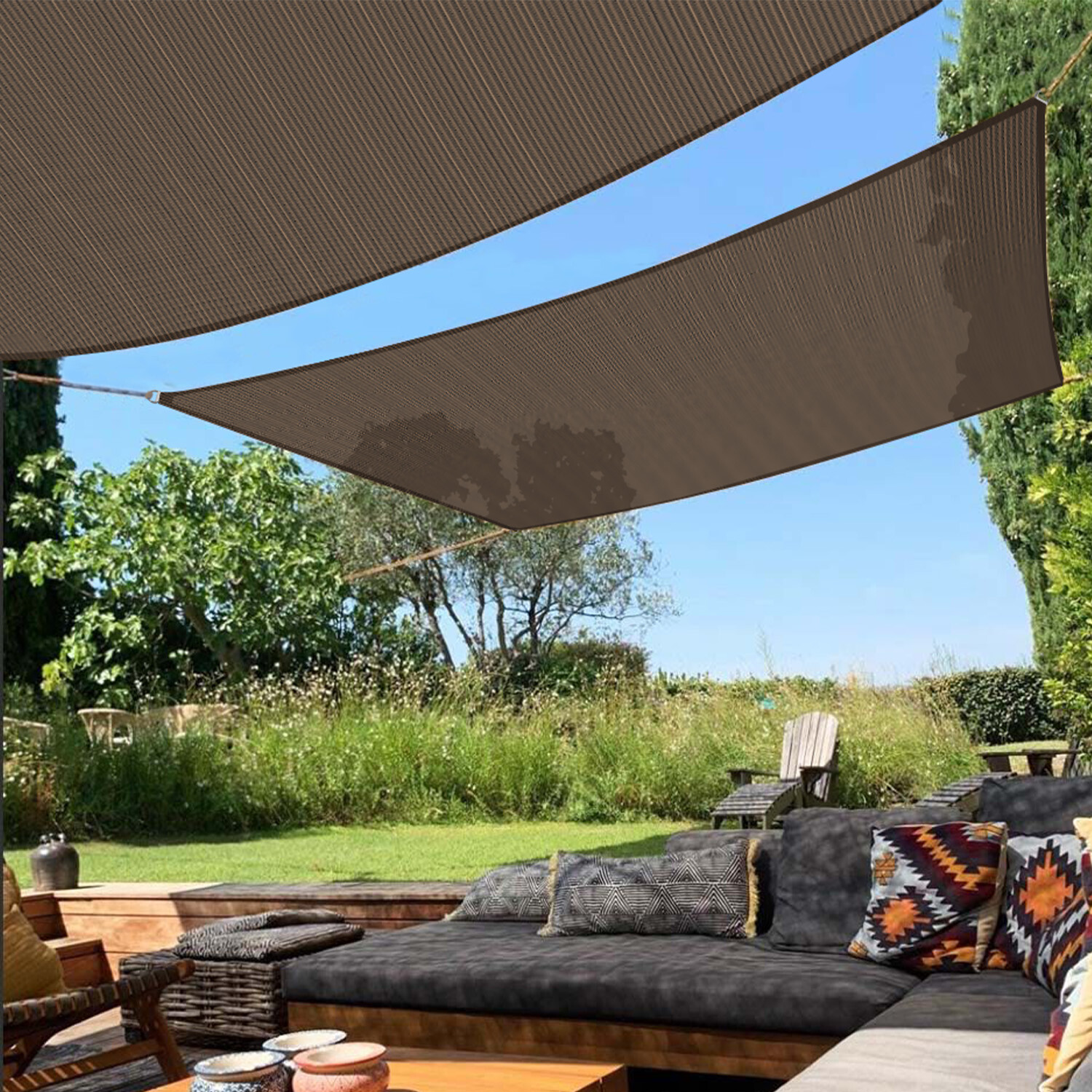 Outdoor Sun Shade Sail Rectangle Brown Canopy Cover UV Blcok Garden Patio Pool