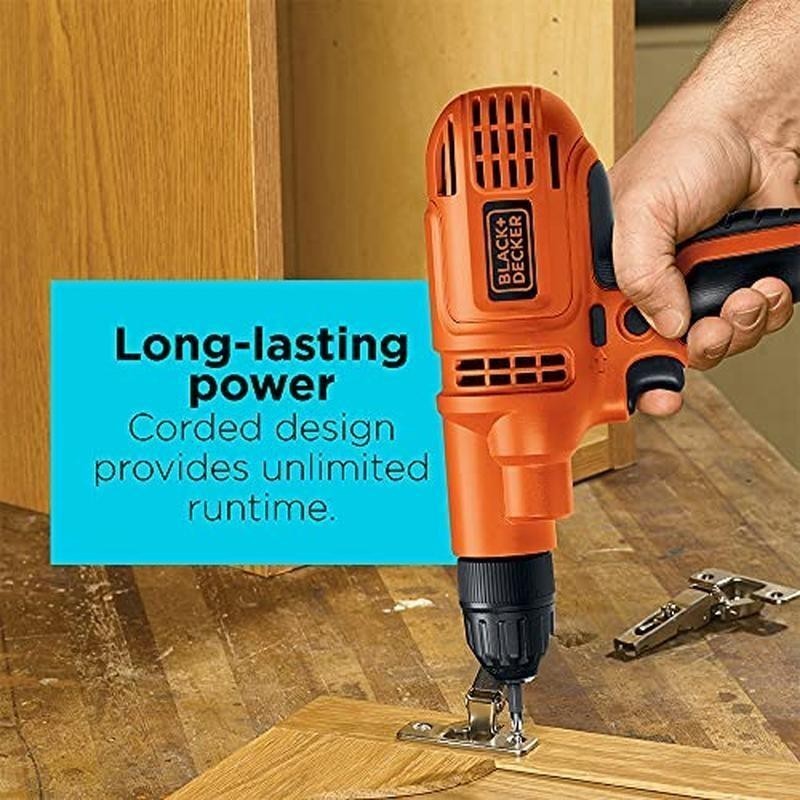 Powerful Corded Drill 5.5Amp Variable Speed Compact Onboard Bit Storage Electric