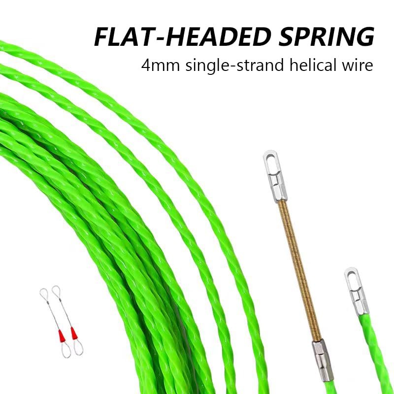Fish Tape Wire Puller Through Wall Threader plus 32ft 4mm, Green