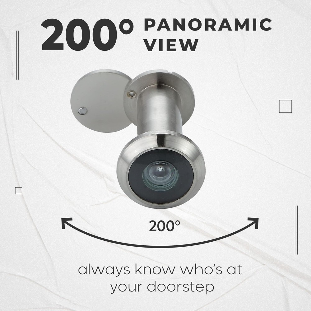 2 Pack Peephole for Front Door 200 Degree Wide Angle Viewer Security Drill Bit