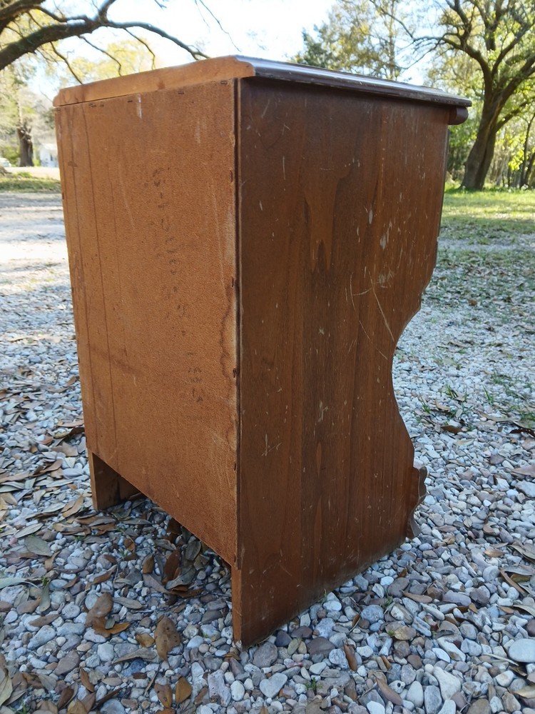 Vintage Solid Maple Single Drawer Nightstand Lion Handle Hardware