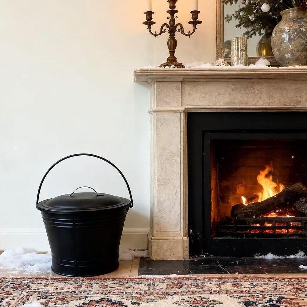 Ash Bucket Iron Multifunctional Efficient Sturdy for Fire Pits Indoor Hearth