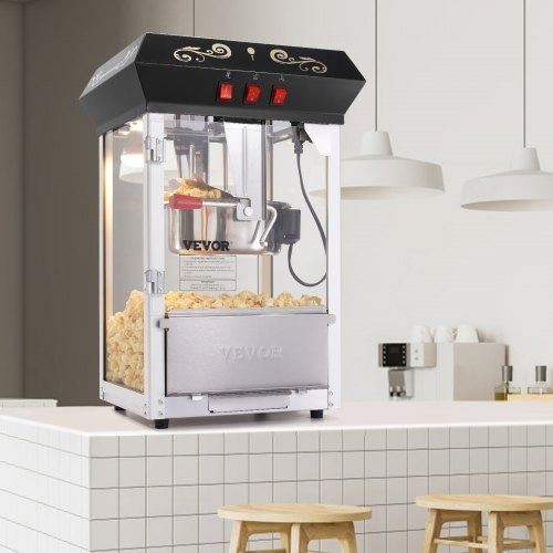 Popcorn Maker 850W Popcorn Popper Machine 8 Oz Kettle Makes 48 Cups per Batch