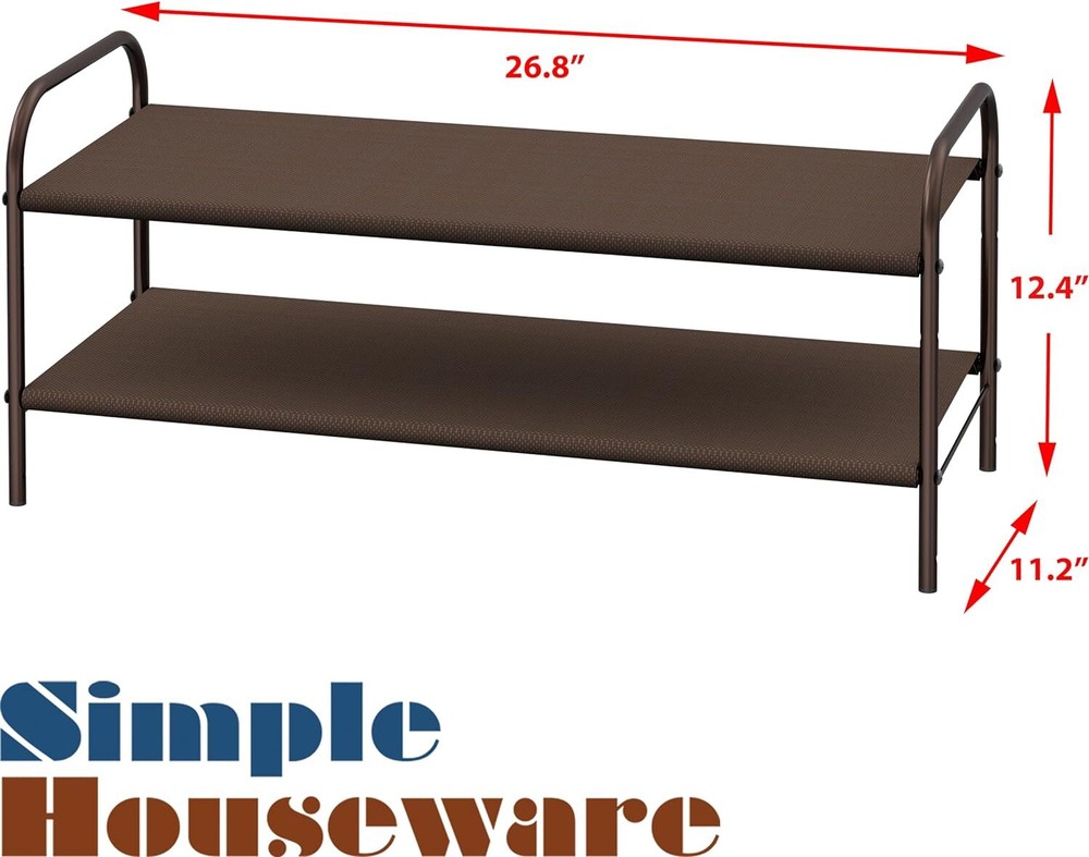Simple Houseware 2-Tier Shoe Rack Storage Organizer, Bronze 2-Tier,