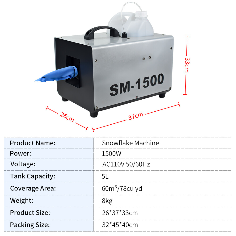 Snow Machine 1500W Stage Snowflake Maker Fake with Remote Control