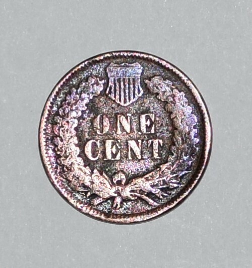 1896 Indian Head One Cent Penny Error Bronze Slight Rainbow Tone Error