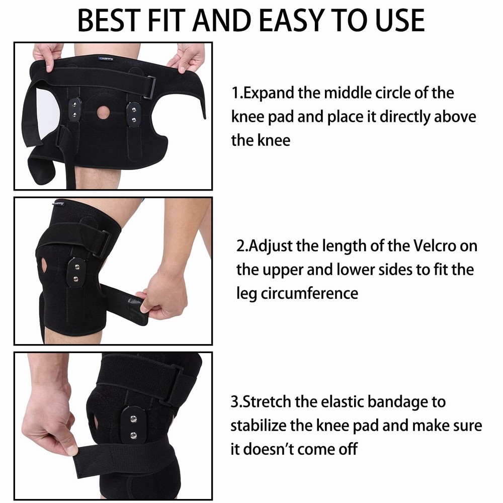 Knee Brace Hinged Compression Sleeve Joint Support Open Patella Stabilizer Wrap