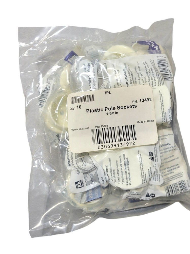 Bulk Pack! 20x Everbilt 1-5/8" White Plastic Pole Sockets