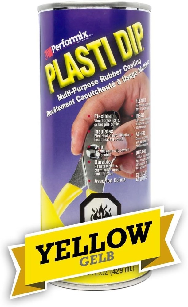 Plasti Dip Yellow Rubber Dip Can 14.5 Oz – Peelable Coating for Tools & Projects