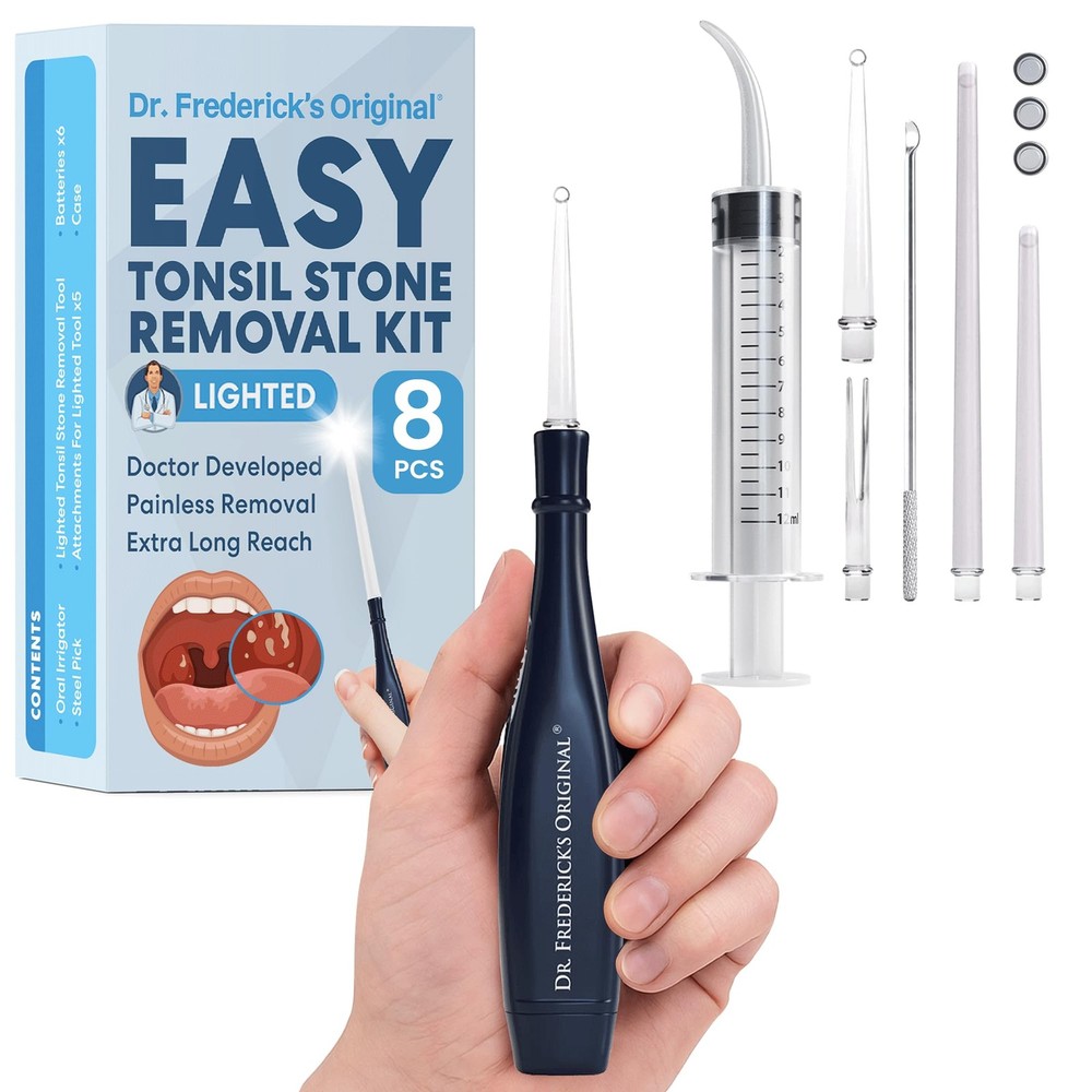 Dr. Frederick’s Original Easy Tonsil Stone Remover Kit - 8 Piece Set, White