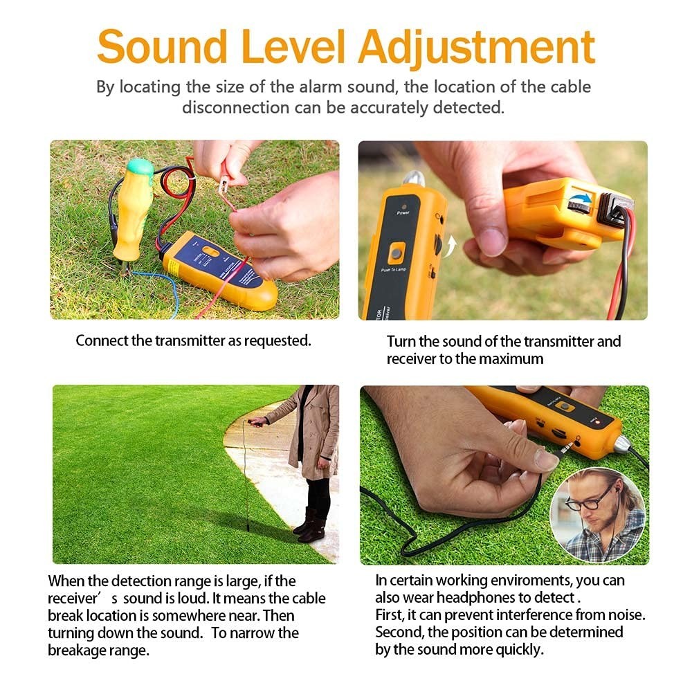 Underground Cable Locator with Earphone for Wire Tracing and Testing Wires