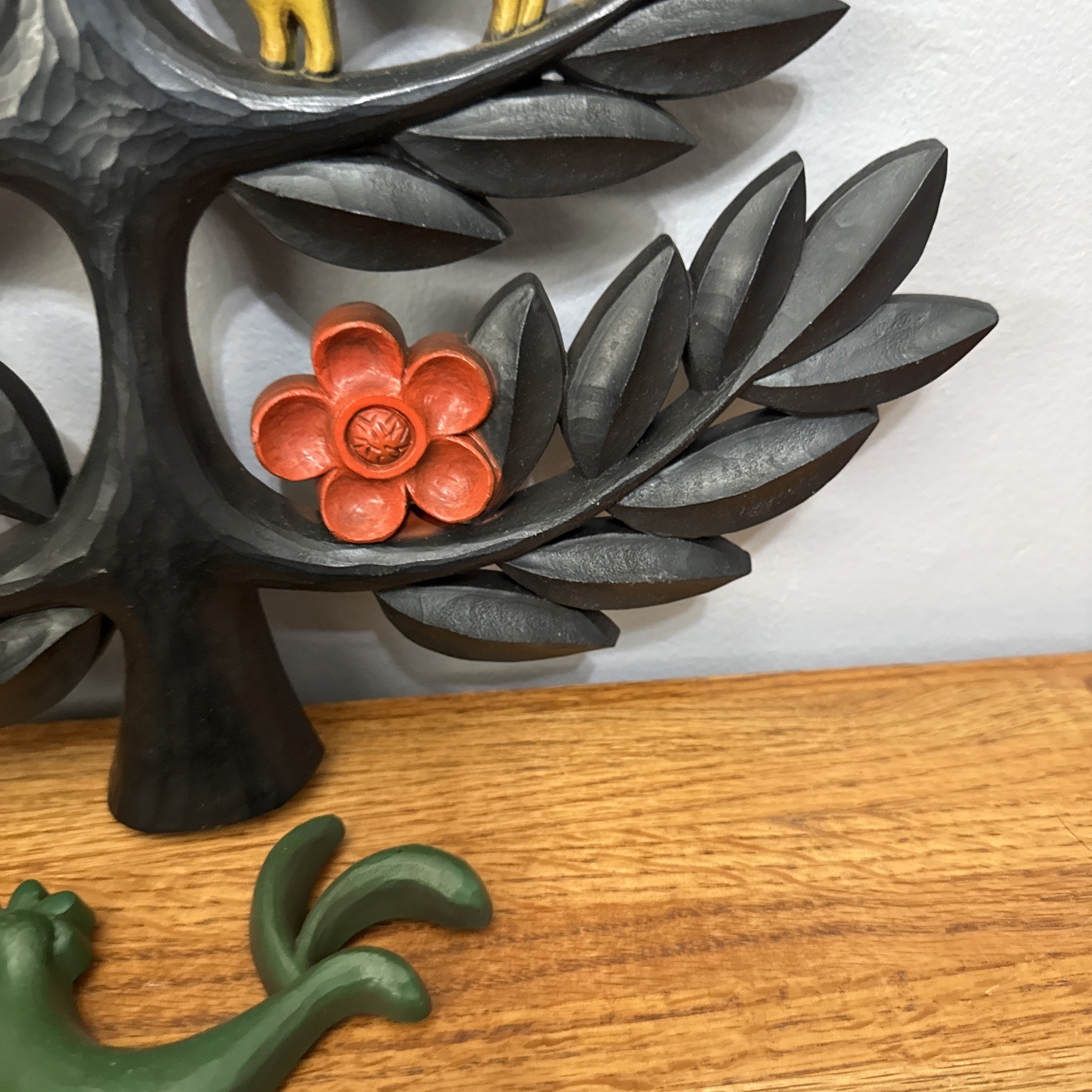 Vtg Set of 2 HOMCO Tree of Life Wall Plaques Boho Animals Flowers 14" x 13.5"