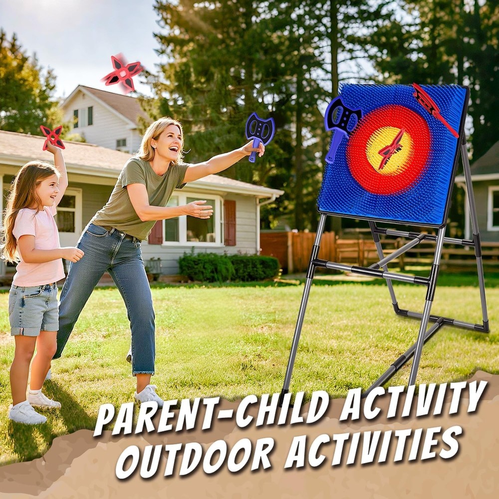 Axe Throwing Game for Backyard, Axe Throwing Target Set with 16 Throwing Axes...