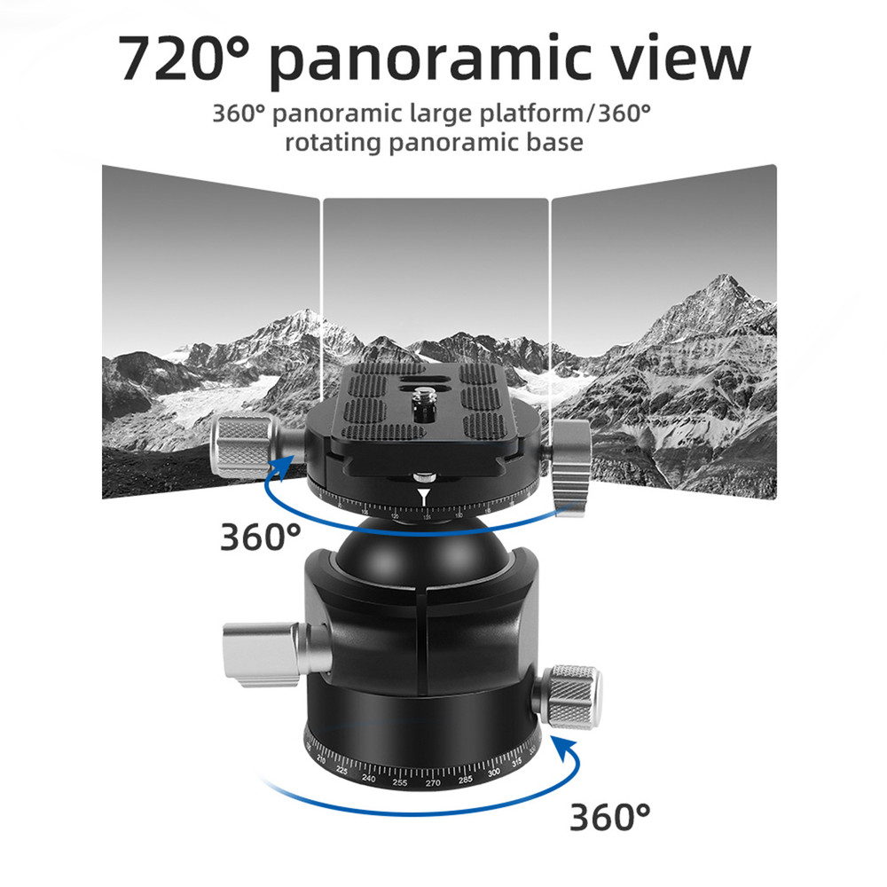Low center gravity tripod panoramic head With Quick Release Plate for DSLR Came