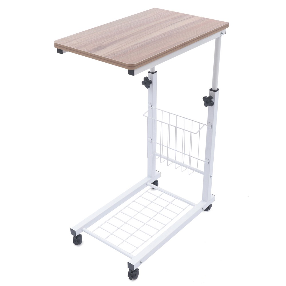 Bedside Sofa Side Table Wheels Hospital Overbed Rolling Tray Adjustable Height